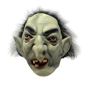 Vintage 1999 Paper Magic Group Latex Mask Ghoul Gray Hair Yellow Teeth Halloween